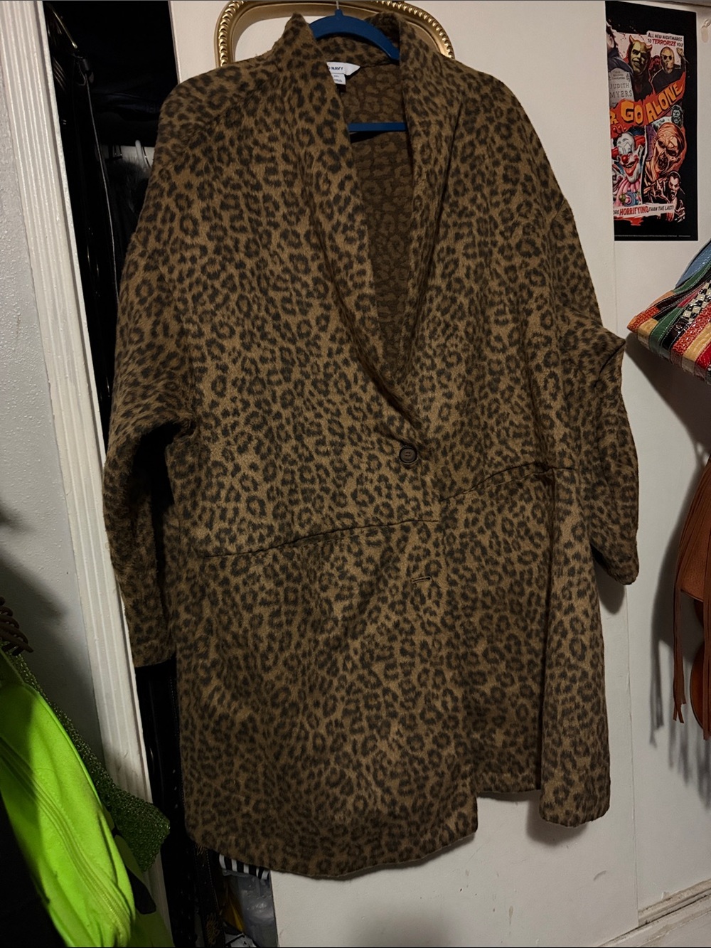 Leopard Print Button Front Coatigan - Brown & Black